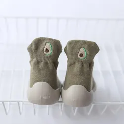 Infant Baby Girls Cute Cartoon Fruit Embroidery Lightweight High Top Sock Shoes, Toddlers Outdoor Comfortable Non-slip Soft Sole