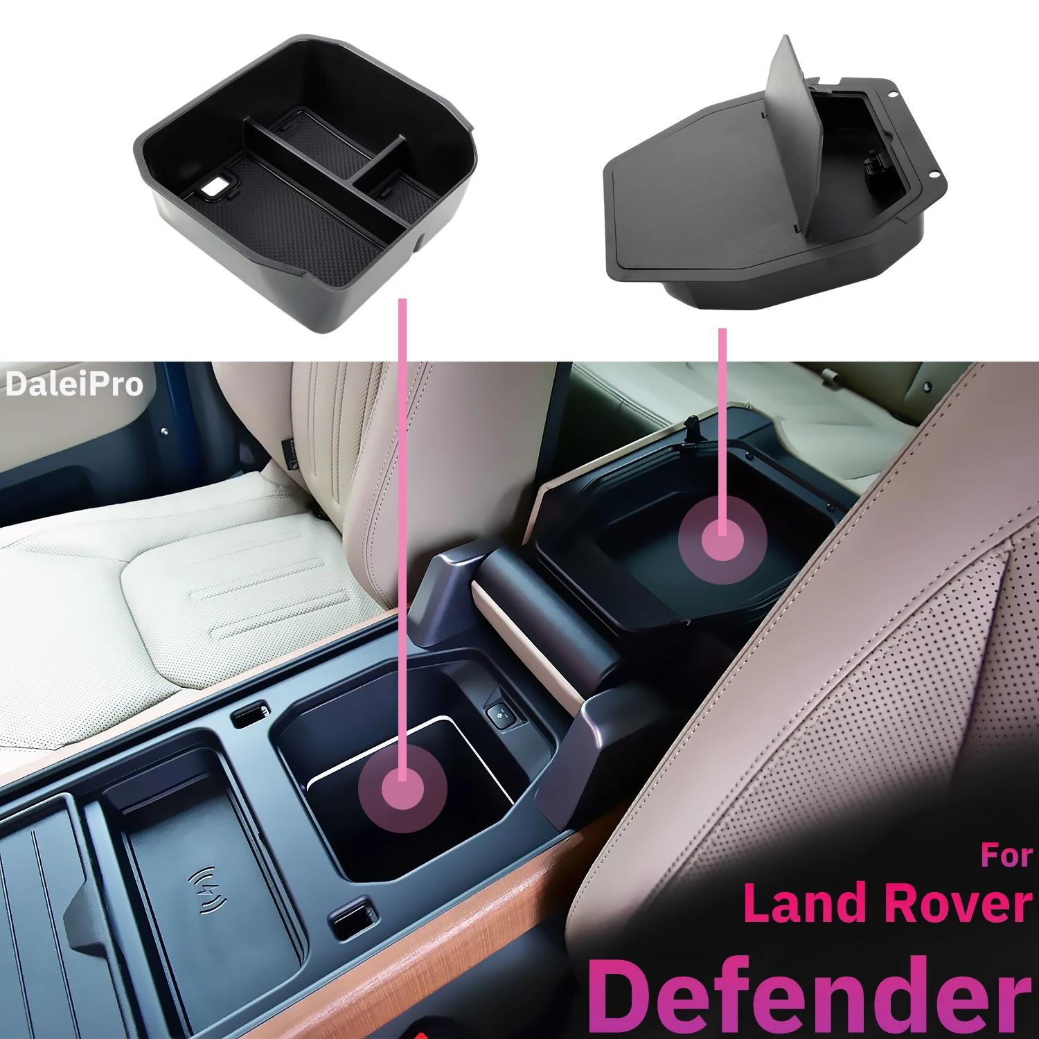 

For Land Rover Defender 90 110 130 2020 2023 2024 Center Console layered Storage Box Armrest Storage Box Hidden Organizer Tray