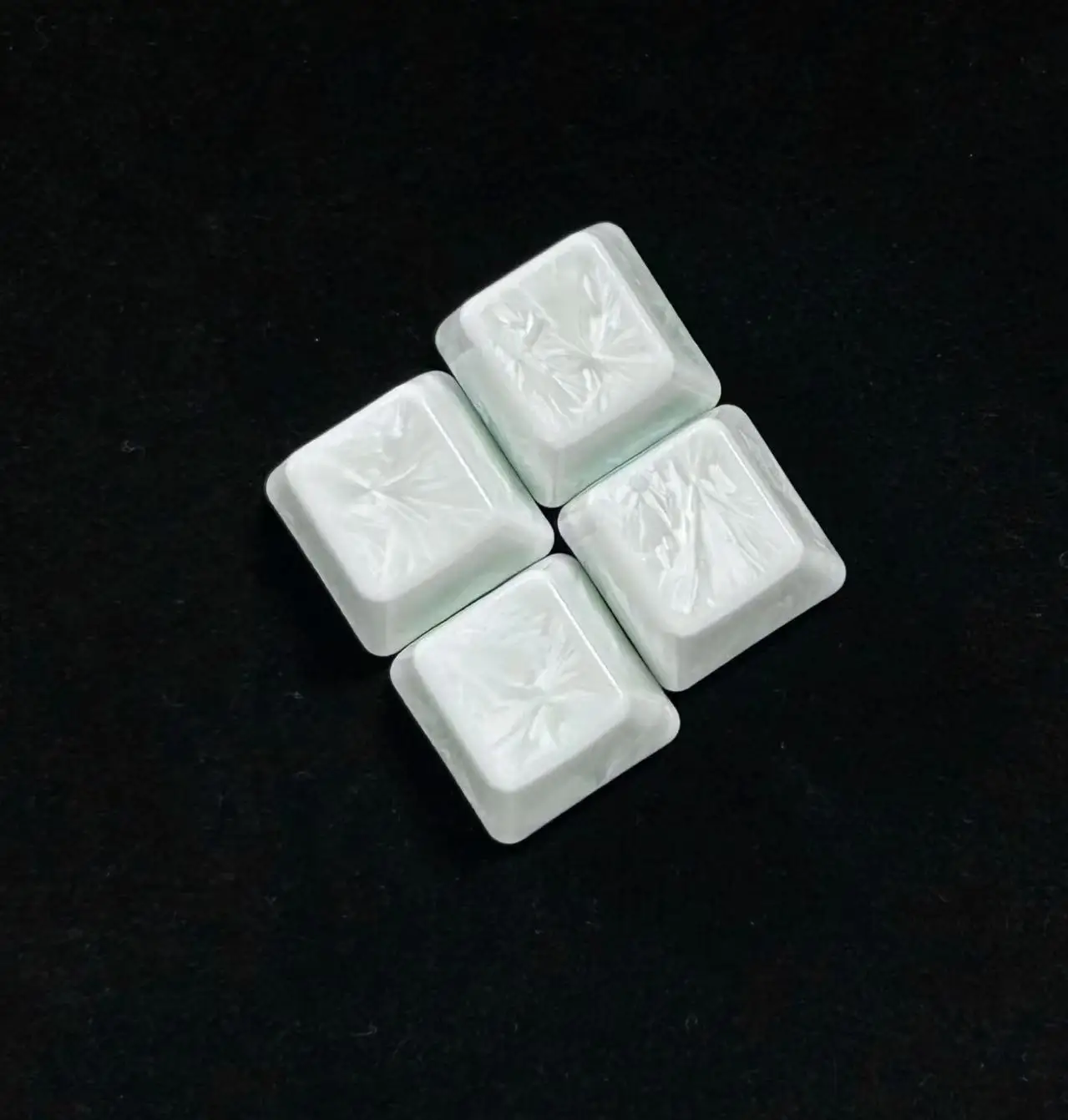 Ceramic Frost White Crystal Glaze Keycaps, OEM Profile Shine Through Keycaps, 4pcs Arrow Keys for Custom Mechanical Keyboard