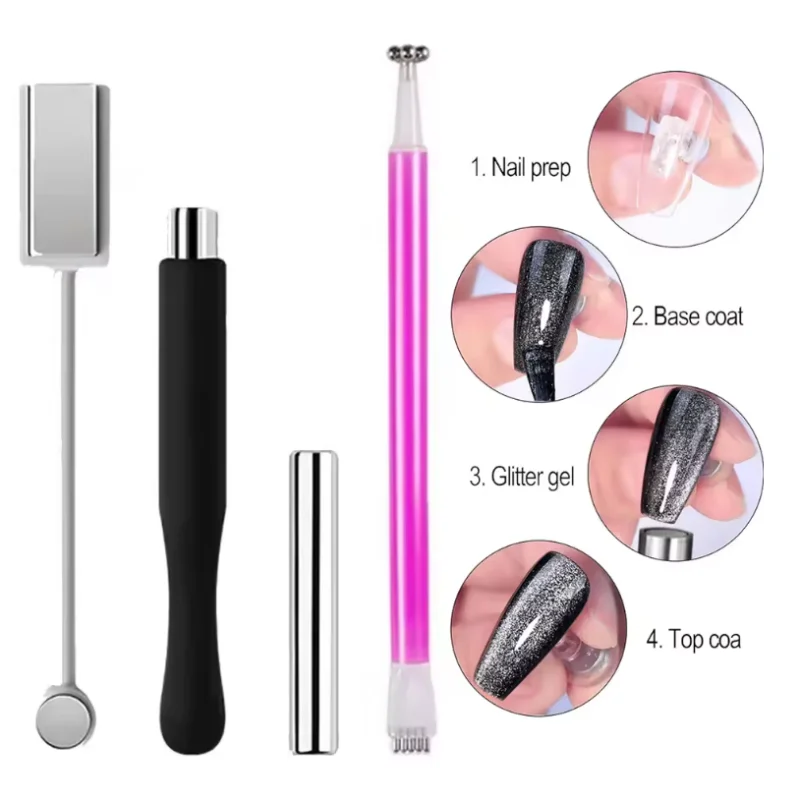 4PCS/Set Multi Functional Nail Art Magnet Stone Pattern Absorbing Nail Gel Crystal Magnetic Bar Major Nail Enhancement Tool Set