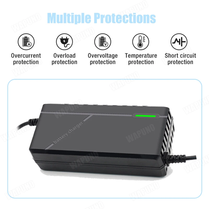 54.6V 2A Lithium Charger 18mm 3-Pin XLR for 48V Ride-On Vehicle Mobility Chair Battery AC100-240V Replacement Power Supply