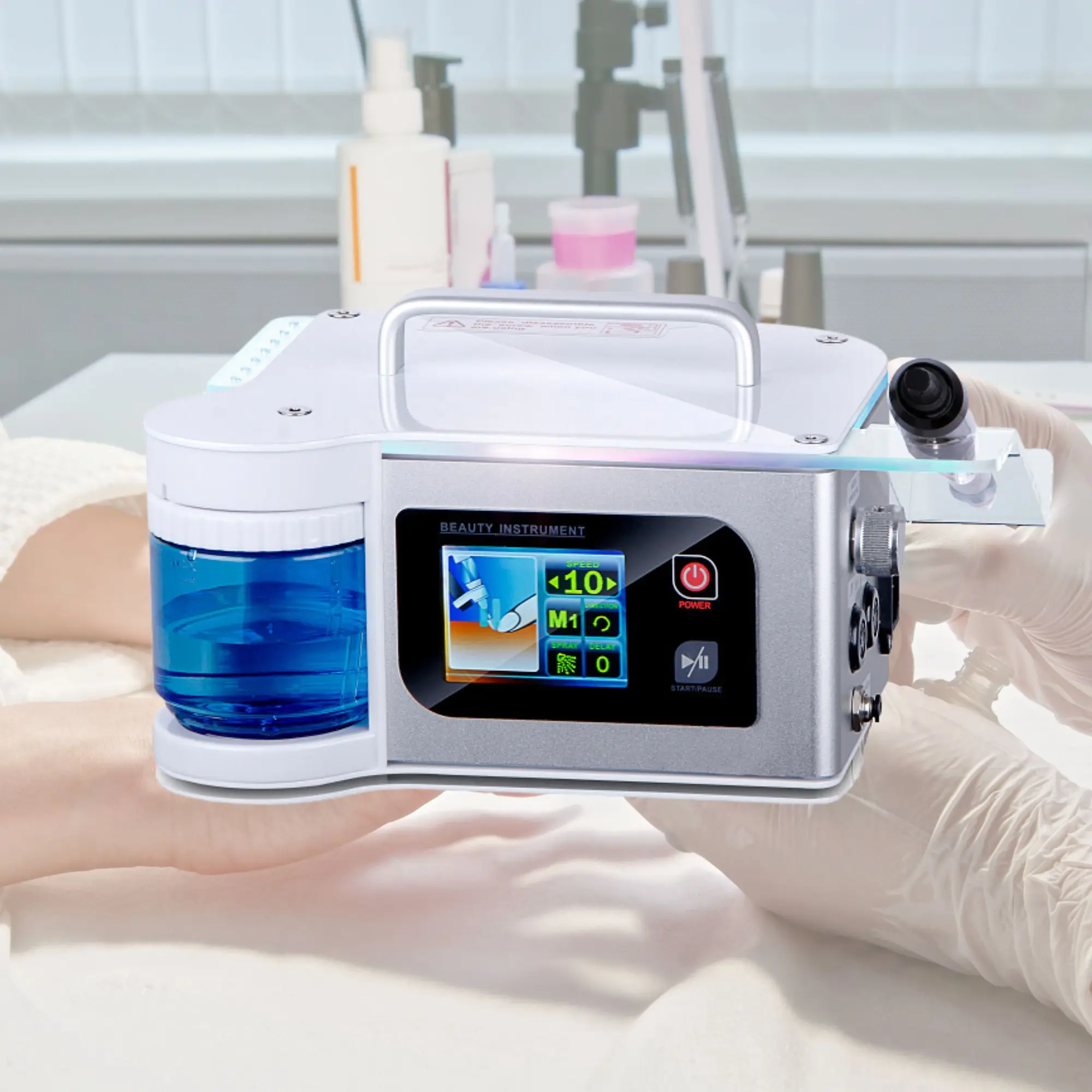 

STLF AC220V GOMECY Высокоскоростное малошумное устройство для сверления ногтей с распылителем воды, защита от пыли, летающая машина для маникюра в салоне красоты