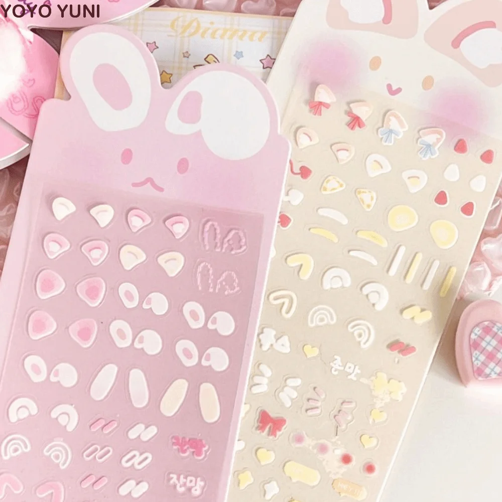 

Korean Cute Rabbit Ear Blusher Sticker PET Album DIY Decor Stickers Kawaii Photo Card Kids Toy Sticker Gift