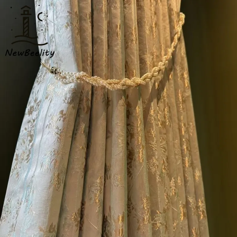European High-precision Jacquard Fabric Yarn-dyed Gilt Curtains for Living Dining Room Bedroom Custom Size Luxury Decoration