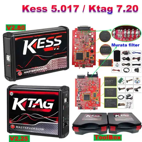 ECU Programming Tuning Tool UE Version - Kess V2 V5.017/KTAG/OBD2 V7.020, BDM Master, Firmware, Cars/Trucks, Red PCB