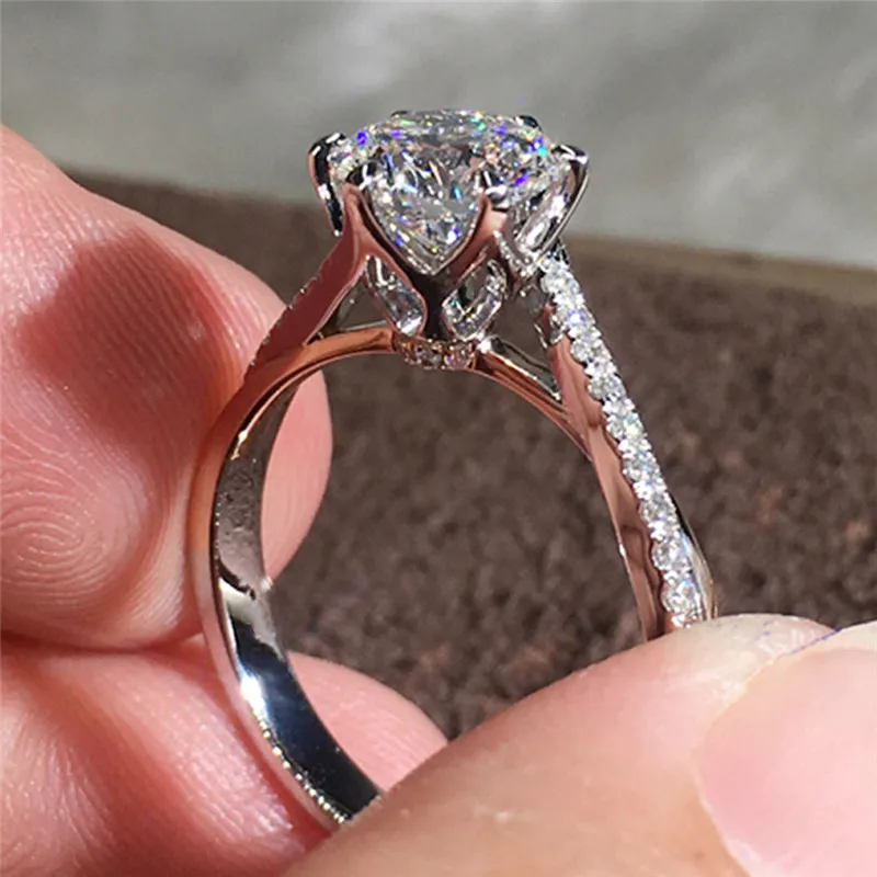 925 Sterling Silver Luxury Cubic Zirconia Wedding Rings for Women Twist Band Eternity Proposal Engagement Ring Classic Jewelry