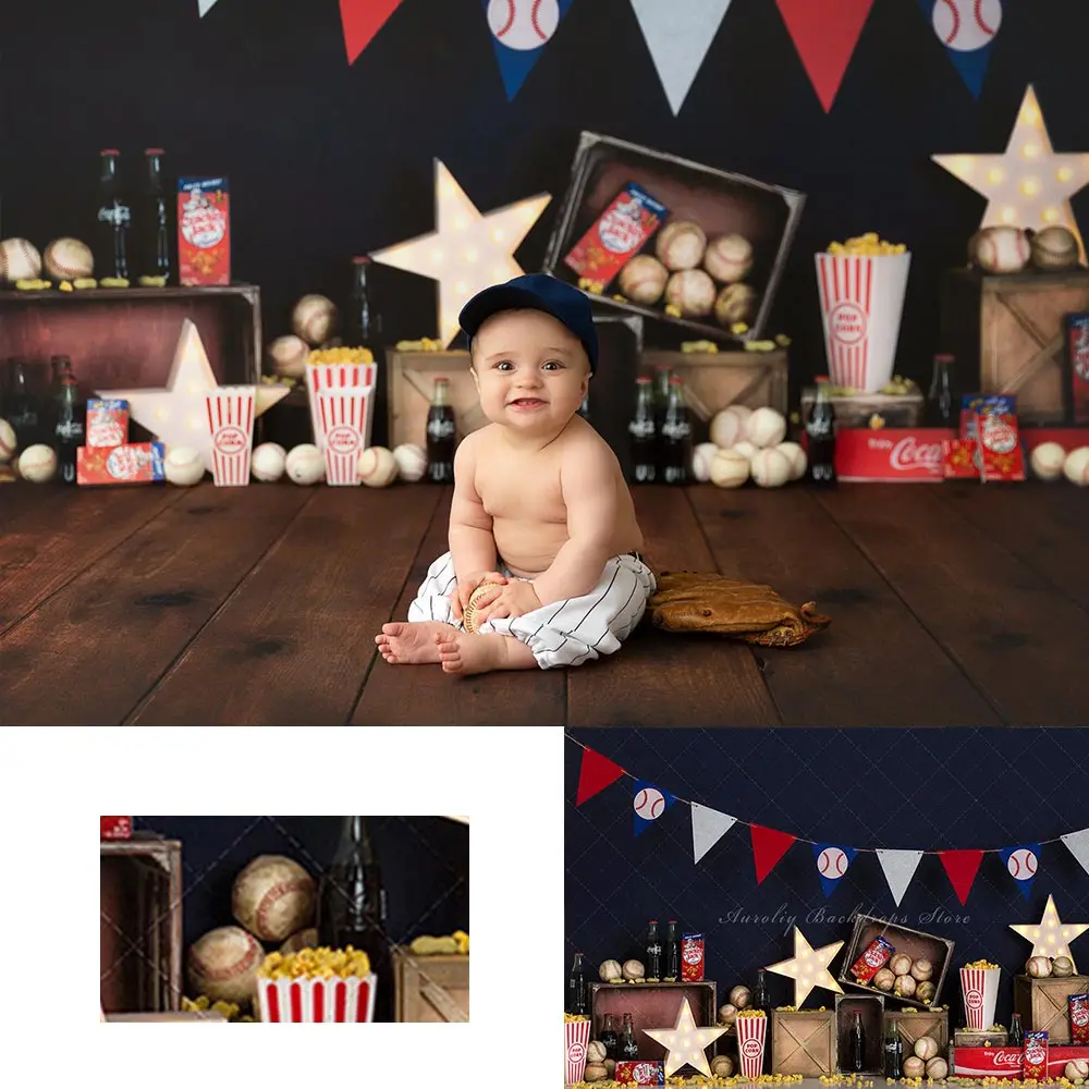 

Swing Batter Backdrop Kids Baby Cake Smash Photography Props Baseball Child Boys Adult Birthday Party Backgrounds