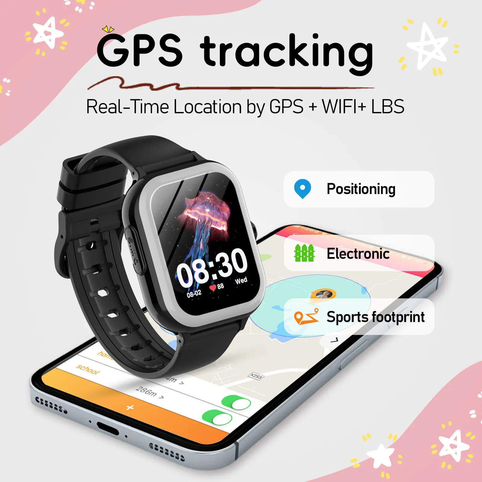 Wonlex 4G Kids Smart Watch Phone 1GB+8GB GPS WIFI Location Video Call Remote Monitor SOS Track KT31 Whatsapp Children Smartwatch