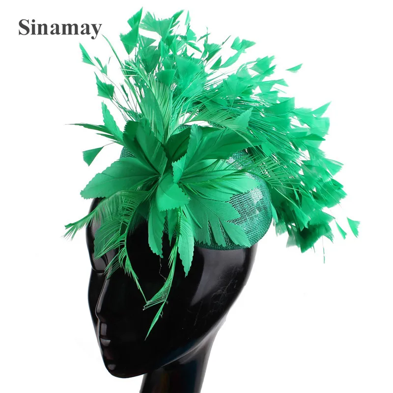 Sinamay Ladies Chic Fascinators Hats with Feather, Racing Season Kentucky Derby Hats for Women Ladies