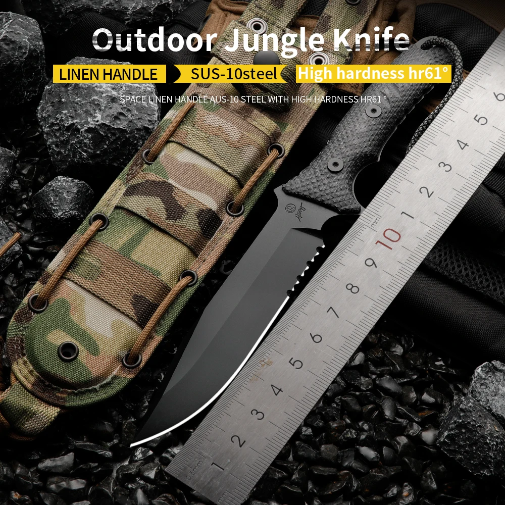 

High quality multifunctional fixed blade - outdoor camping, rescue, and emergency survival knife, men's gift