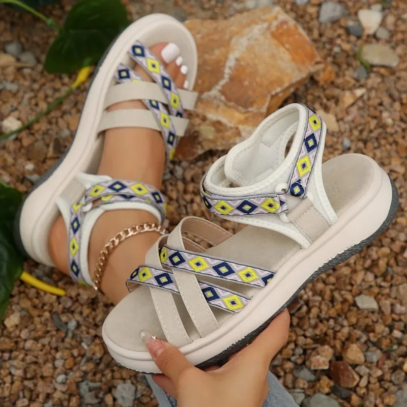 Women's Shoes on Sale 2024 Fashion Summer Women's Sandals Mixed Colors Open Toe Mid Heel Water Proof Daily Casual Sandals Women