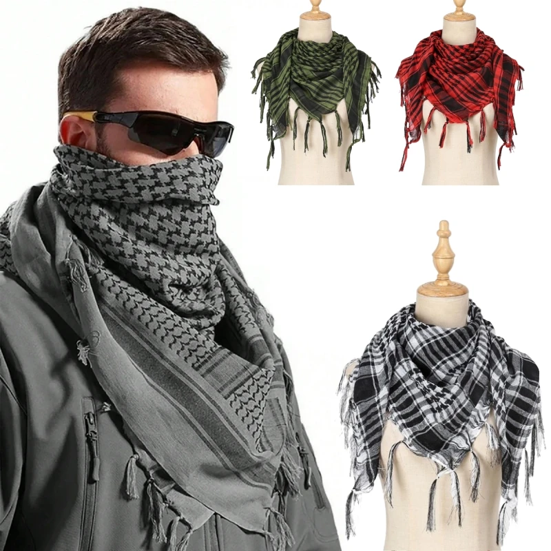 1 Pack Men Women Tacticals Arabic Scarves Fashionable and Lightweight Scarf Spring Military Grid Outdoor Supplies Warm Scarfs