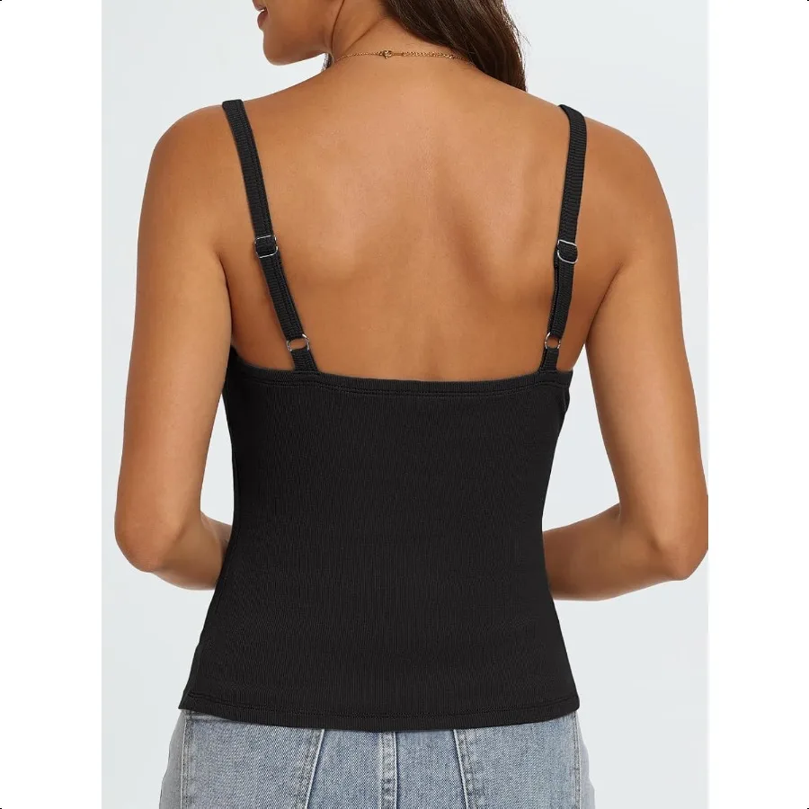 AUTOMET Crop Tank Top Vrouw Zomer V-hals Buis Geribbelde Tops Halter Spaghetti Cami Racerback Tees Dames