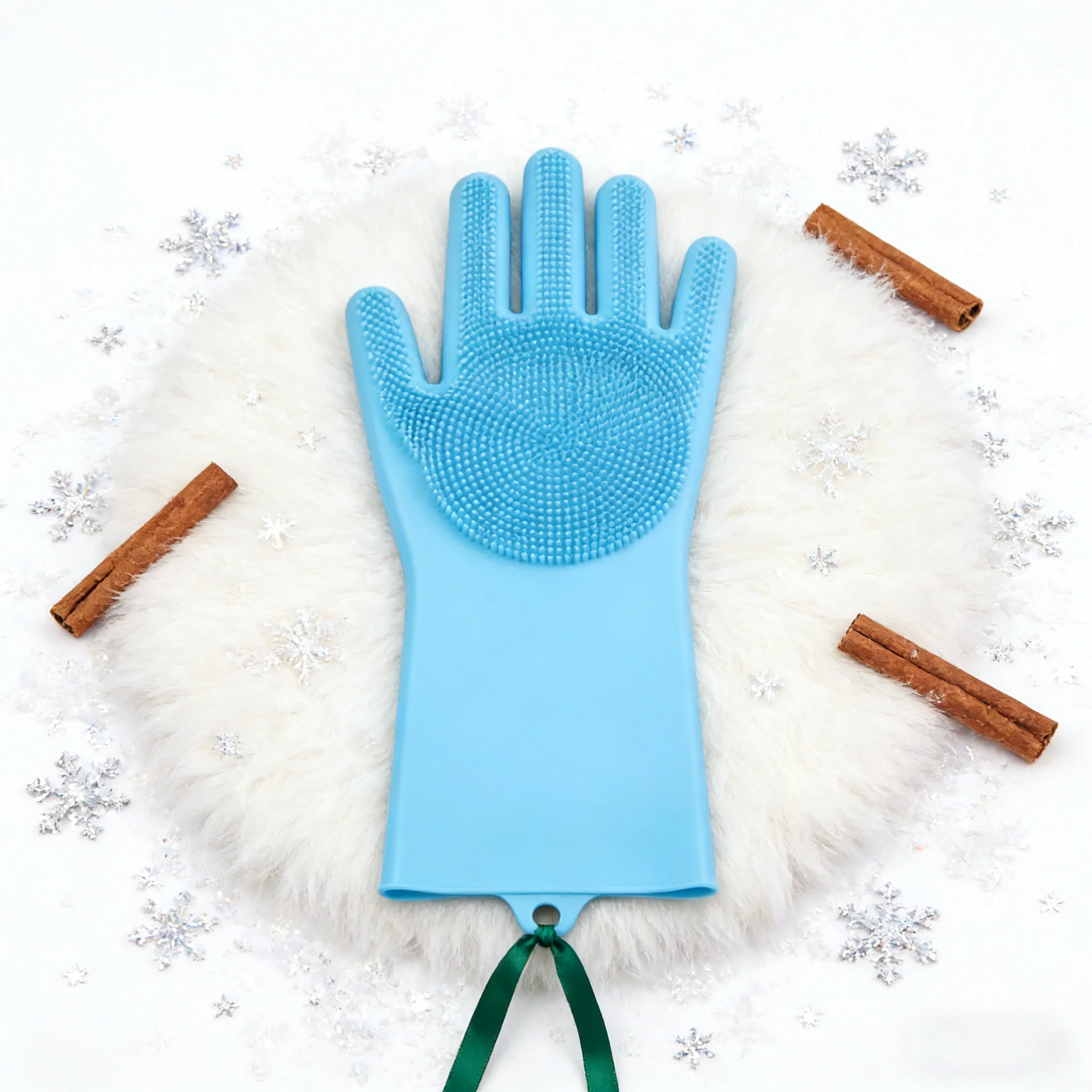 Heavy Duty Cleaning Gloves, Puncture & Chemical Resistant. Blue, 17cm, for Tough Chores - Image 2
