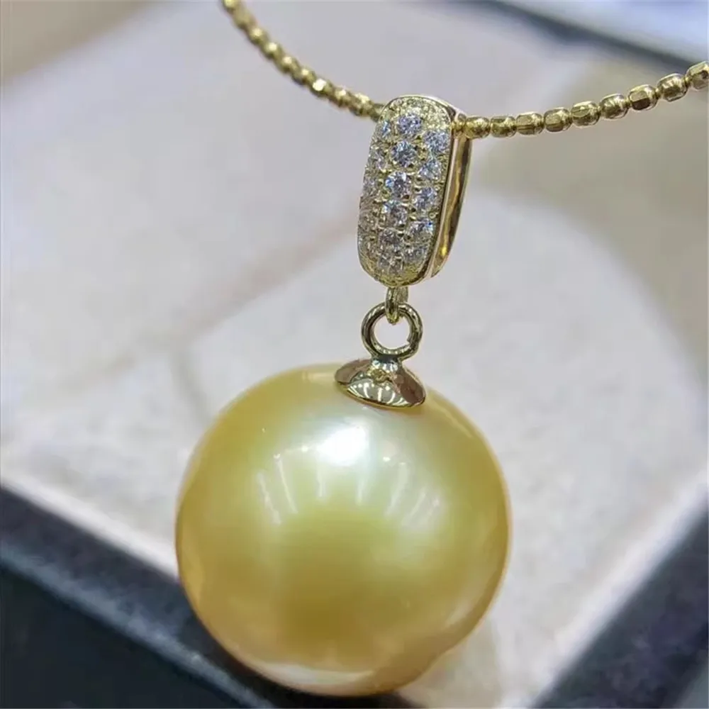 

DIY Pearl Accessories G18K Yellow Gold Pendant Empty Holder Delicate Pearl Necklace Pendant Fit 10-13mm Beads G121
