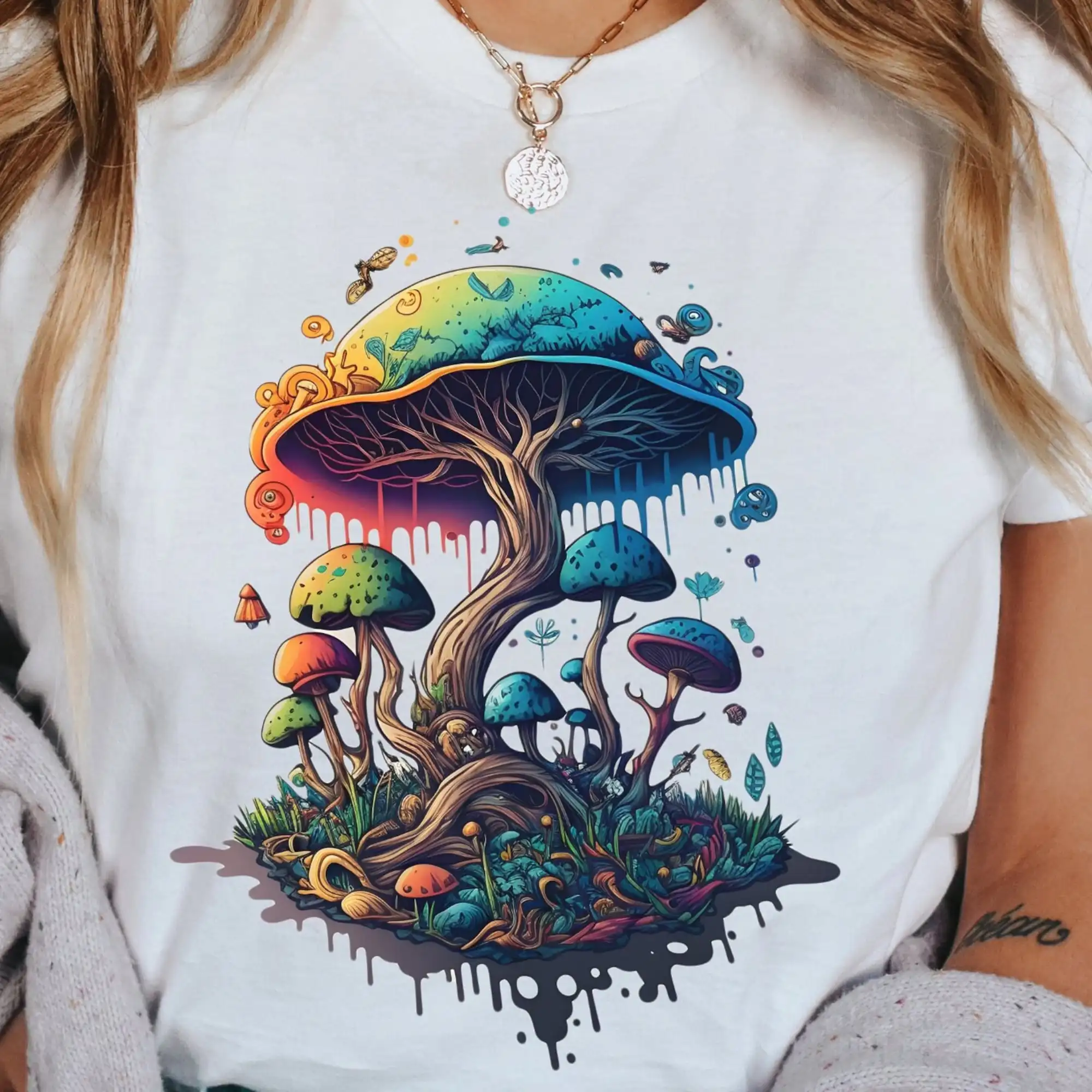 Psychedelic Mushroom T Shirt Trippy Shroom Hippie Clothing Gift For Her