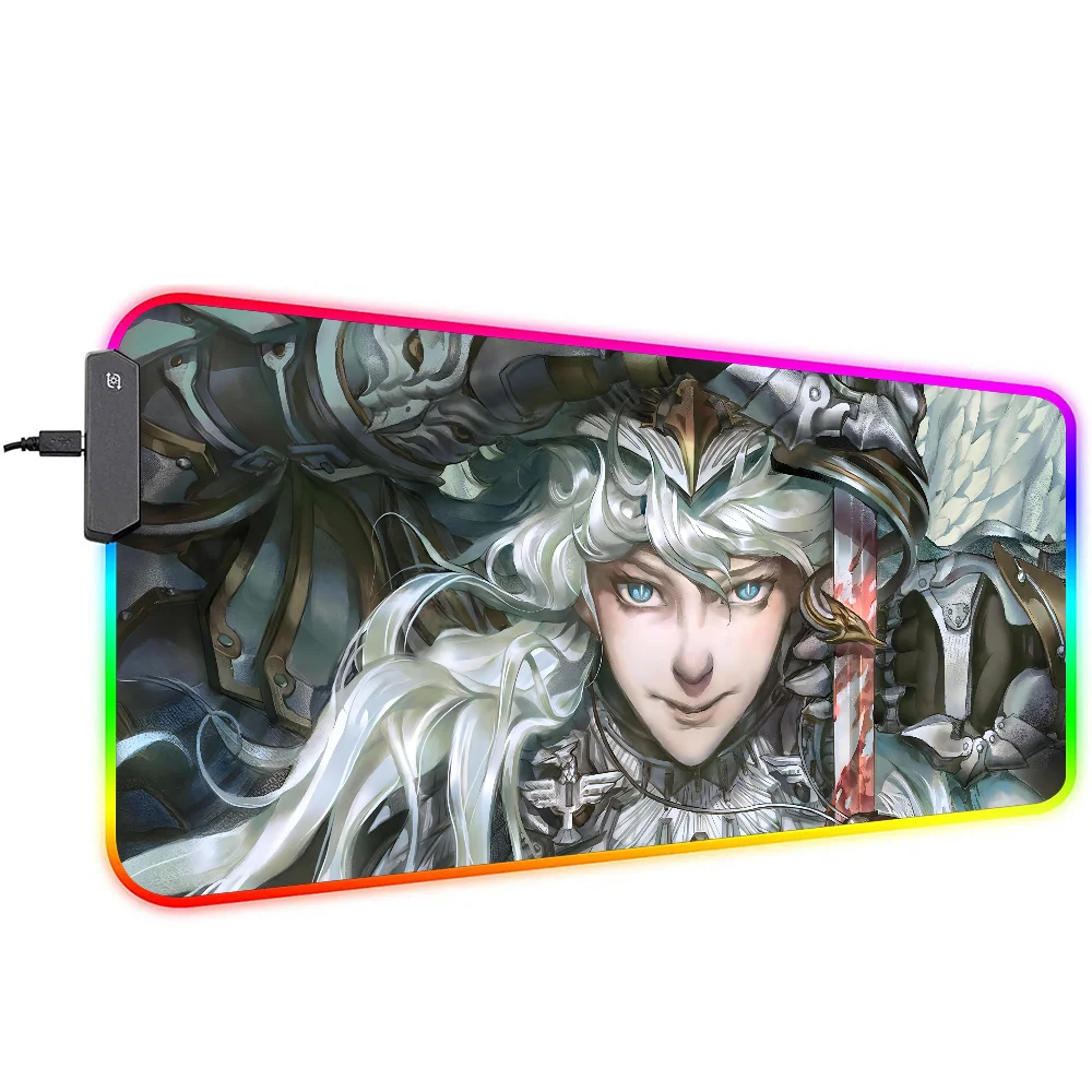 Alfombrilla de ratón de Anime b-berserk XXL RGB para juegos, alfombrillas de ratón HD, accesorios de Gamer negros, LED grande