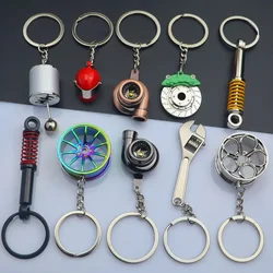 Creative Gear Head Keychain Speed Gearbox Keyring Turbo Hub Brake Disc Pendant Shock Absorber Key Holder Chain for Car Key Ring