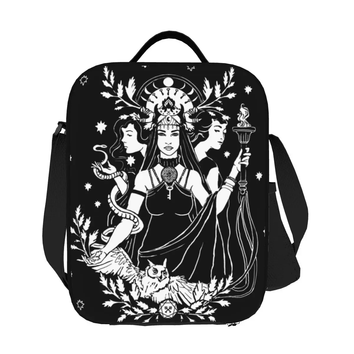 Custom Hekate Triple Goddess Insulated Lunch Bag for Outdoor Picnic Goth Halloween Witch Thermal Cooler Bento Box Women Children