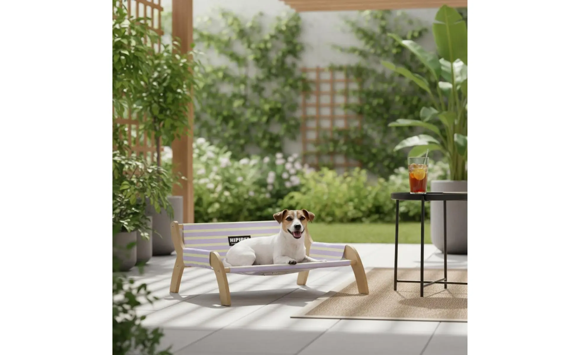 Cama Elevada para Animais de Estimação Estrutura de Madeira Respirável Cama para Animais de Estimação Resistente à Umidade para o Verão Cama Elevada para Animais de Estimação Estrutura de Madeira Respirável Cama para Animais de Estimação Resistente à Umidade para o Verão