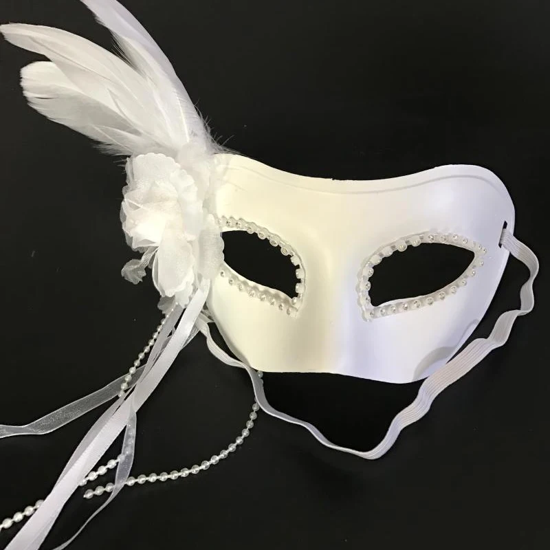 Masque vénitien Tim ade pour hommes et femmes, princesse, plume, fleurs, dentelle, noir, blanc brillant, festival de Noël, cosplay, fête, carnaval