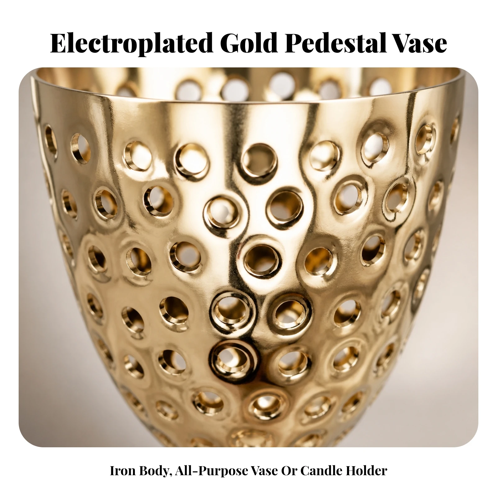 Flower Vase Tabletop Goblet Floral Urn Centerpiece Freestanding Vessel Electroplated for Wedding Planners, Weddings, Receptions