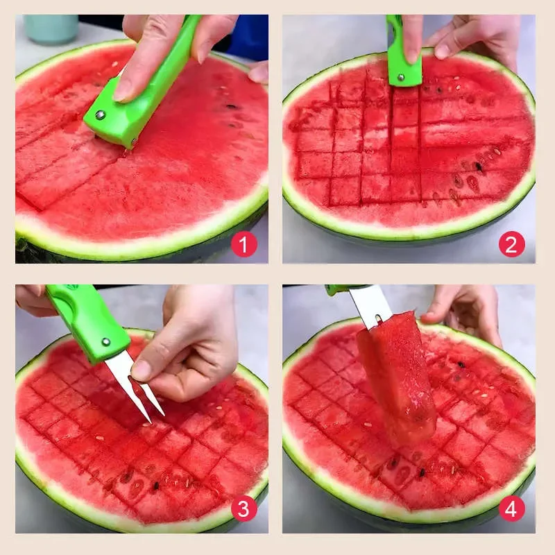 3 In 1 Multifungsi Baja Tahan Karat Melon Baller Pemotong Dapur Semangka Ukiran Pisau Buah Menggali Alat Sendok Gadget