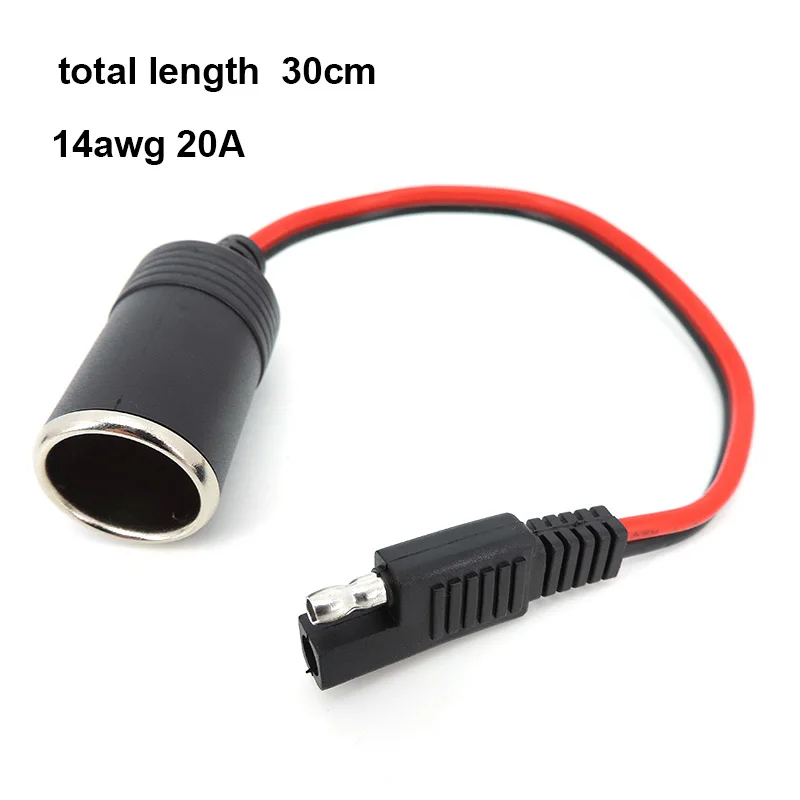 14AWG 30CM 20A 12/24V car Female Cigarette Lighter Socket to SAE 2 Pin Quick Release Disconnect Connector Plug Extension Cable w