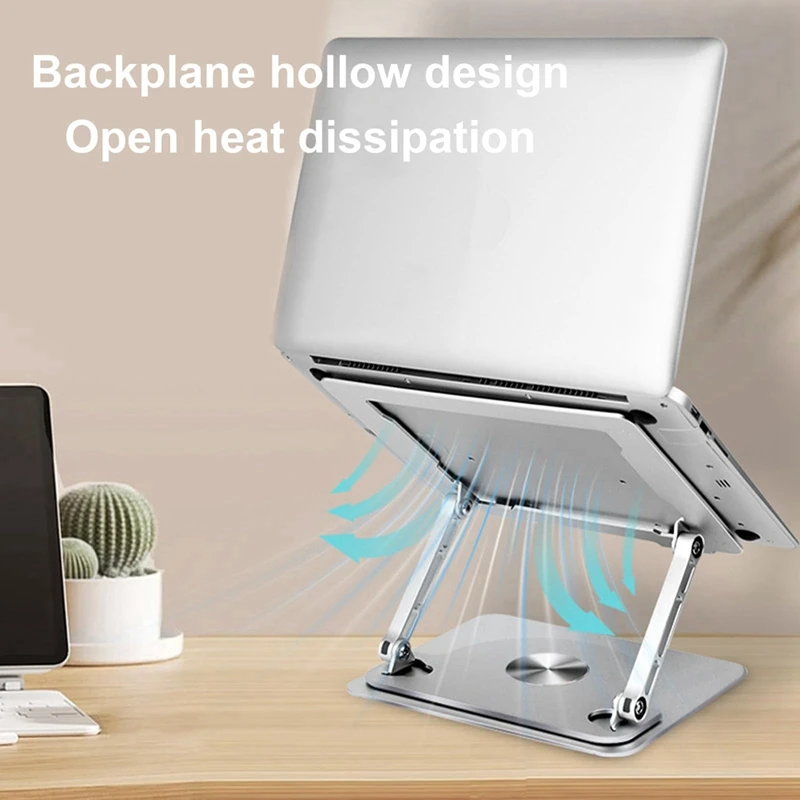 Lifting Heat Dissipation Computer Stand 360° Rotating Laptop Stand For Ipad  Huawei Lenovo Computer Silver