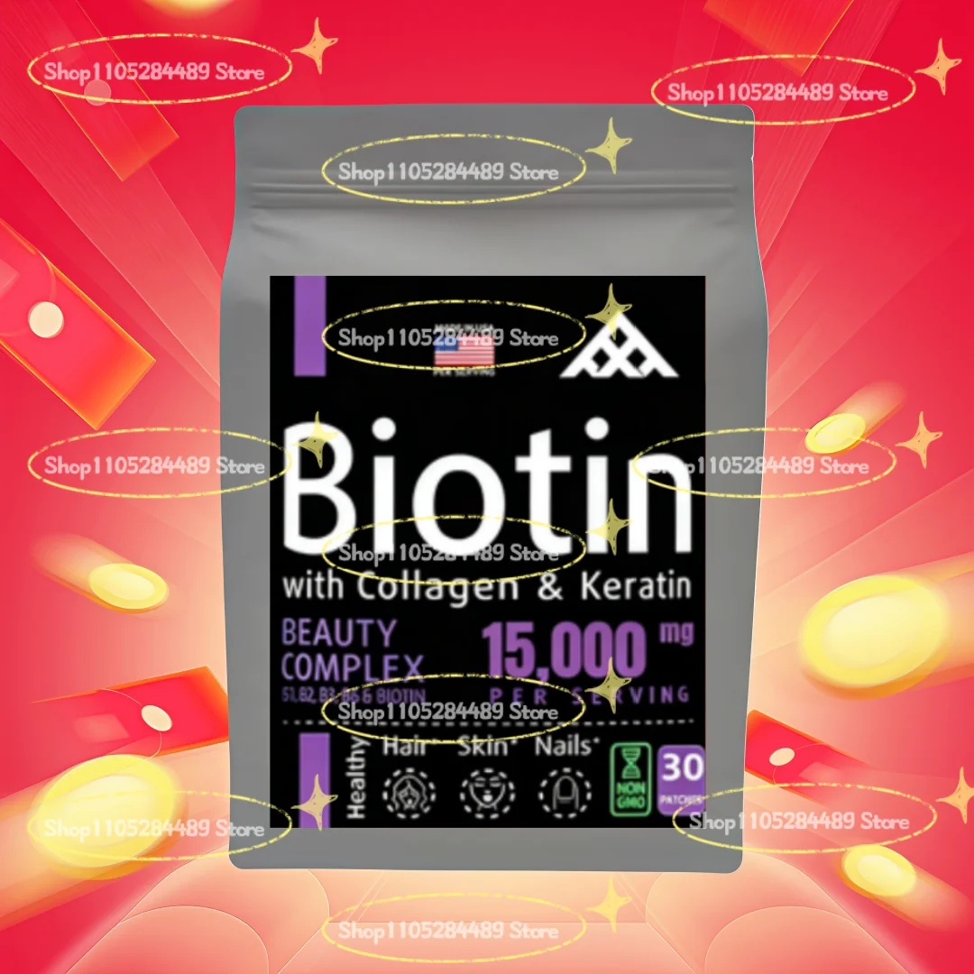 Biotin Transdermal Patches with Collagen Nails & Hair, Radiant Skin, Healthy Aging 30 Patches