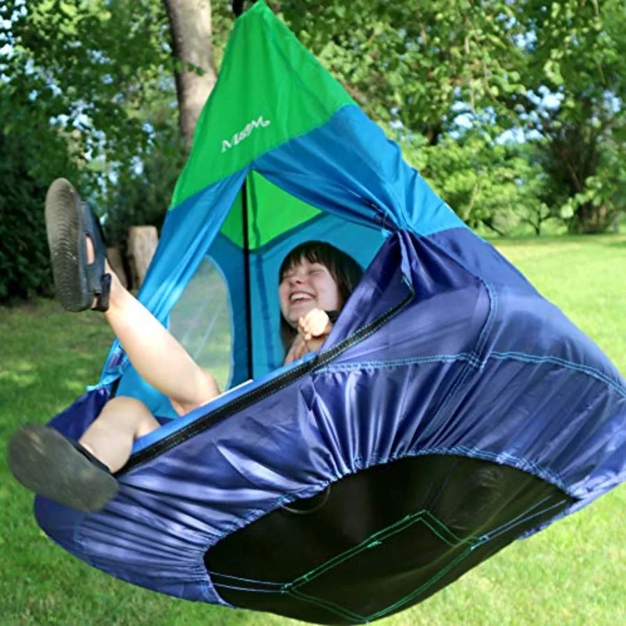 Balançoire de tente tipi extérieure pour entreprises de vente, plate-forme en textilène de 39 pouces, tente détachable colorée, Fort d'arbre suspendu, 250 lb, S