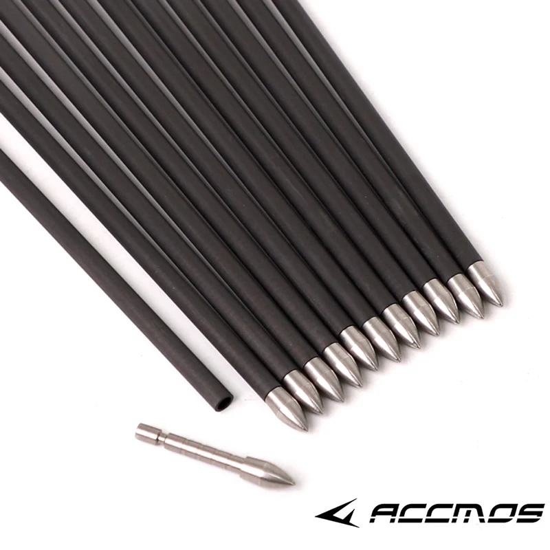 Imagem -05 - Arco e Flecha Setas de Carbono para Caça Eixo Spine Composto Recurve Bow Pcs +0.001 350 400 500 600 700 800 900