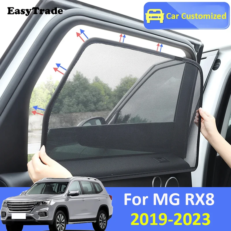 For MG RX8 2019 2020 2021 2023 Magnetic Sunshield Car Sunshade Side Window Mesh Curtains Sunscreen Heat Insulation Sun Visor