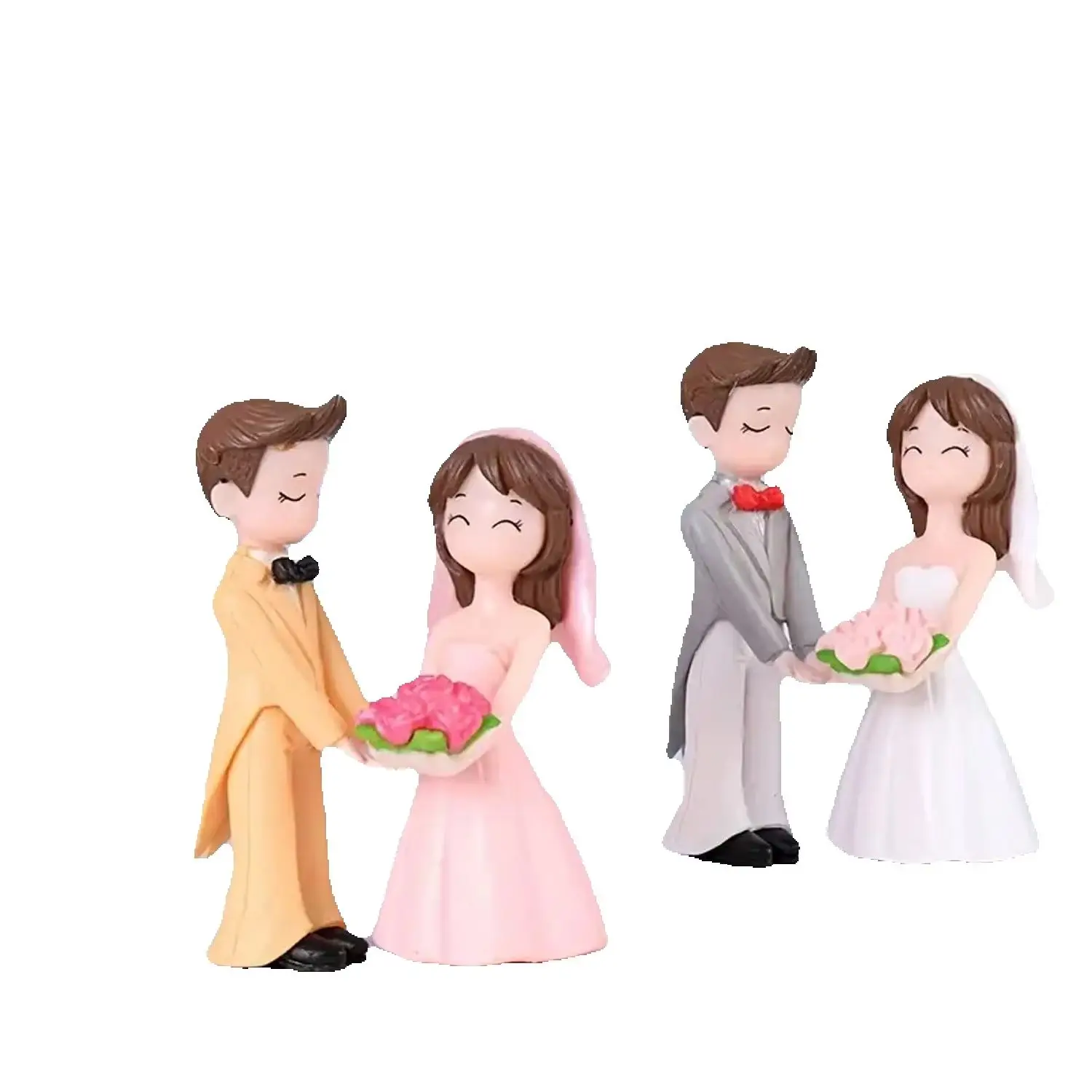 Charming Bride & Groom Miniature Figurines Set-Romantic Wedding Anniversary Table Decor,DIY Ornaments In Love Wedding Decoration