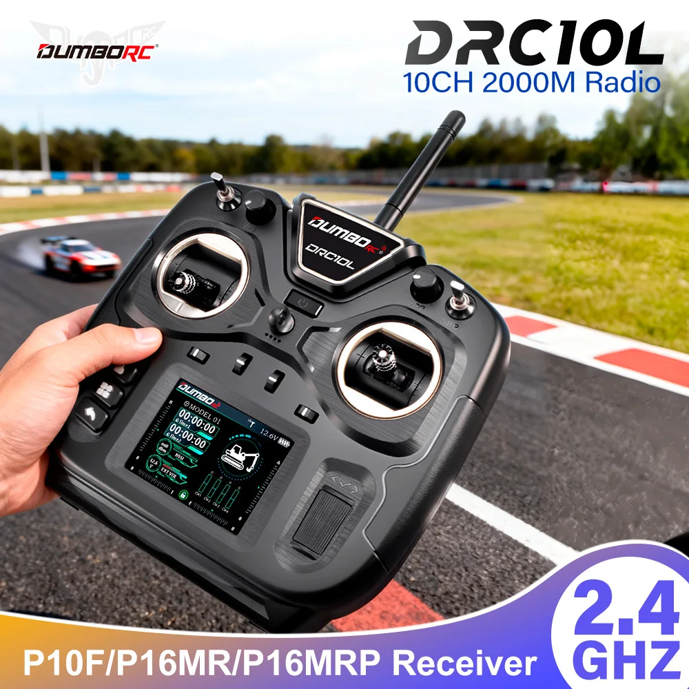 DUMBORC RC Transmitter DRC10L 10CH Coach Mode 20 Model Memory for RC Car Boat Tank Mech