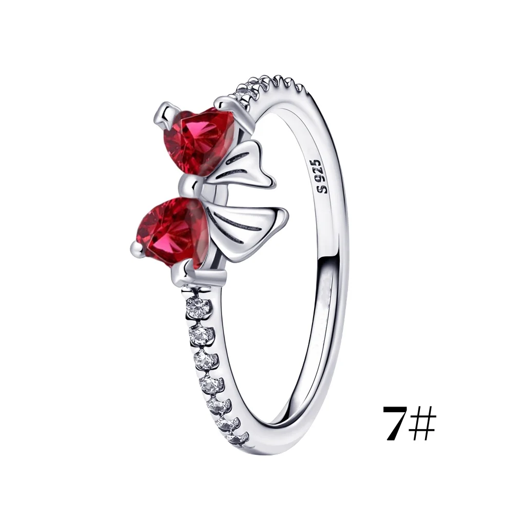 Christmas Party 925 Sterling Silver Red Bow Jewelry Set
