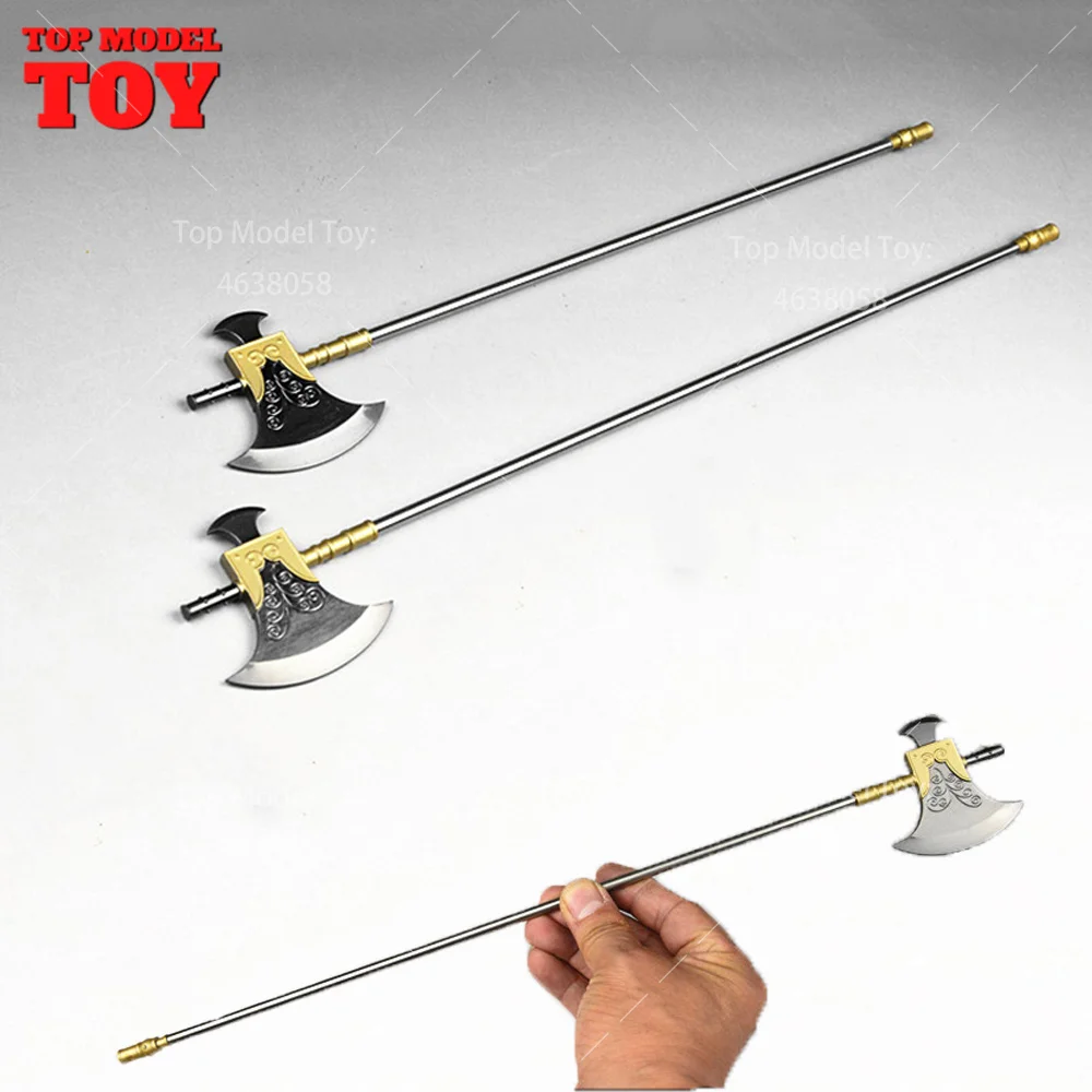 1/6 Scale Long Handle Axe Mini Cold Miniature Zinc Alloy Weapon Model 35/41cm for 12'' Male Soldier Action Figure Body Dolls