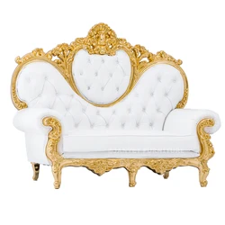 Luxury Royal Event Venue Stage Chair Gold Hand Carved Wedding Sofa Design