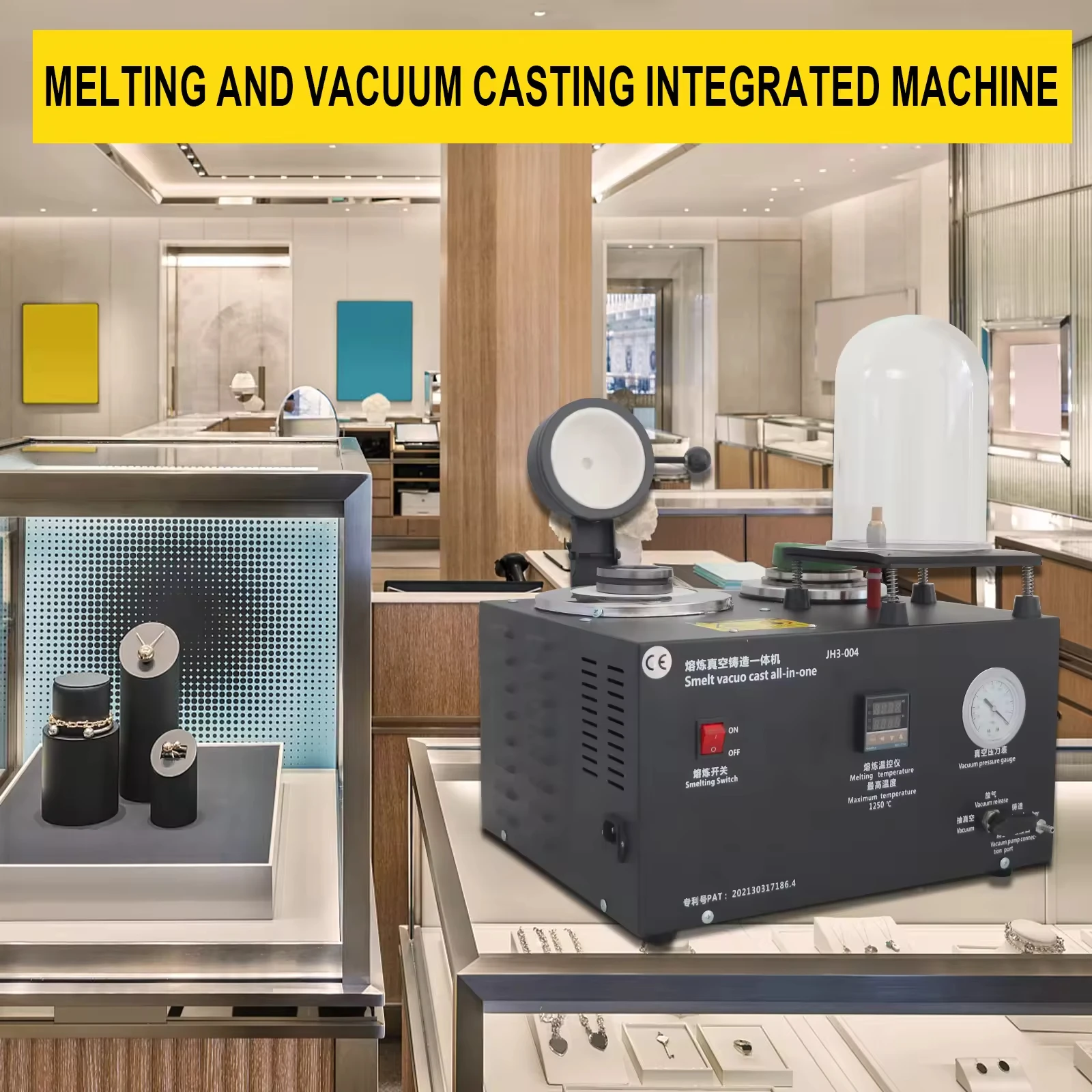 

JH3-004 3 in 1 Vacuum Casting Machine 1250℃ Melting Furnace Gold Casting Machine Metal Casting Machinery for Jewelry Aluminium