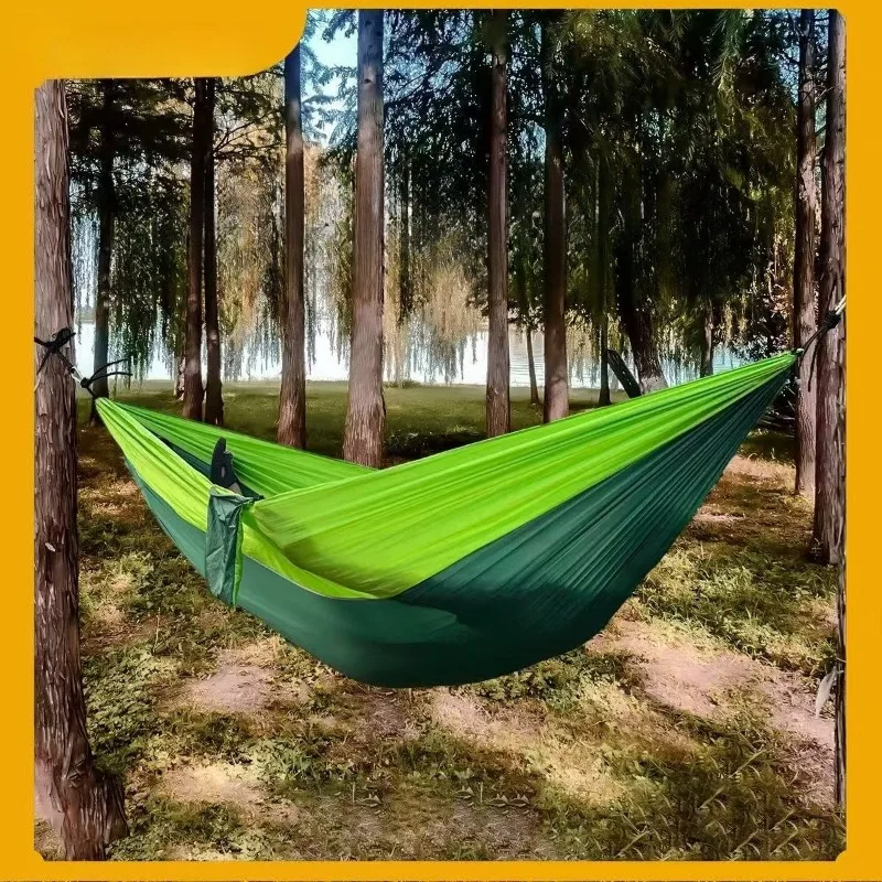 Single double recreational parachute cloth hammock outdoor simple swing anti-rollover camping portable nylon hammock
