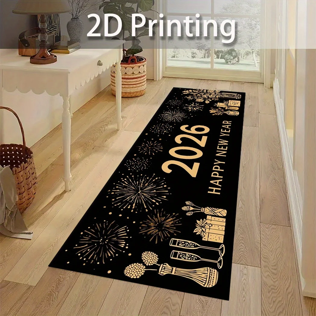 VIKAMA 2026 Teppich, schwarze Matte, Küchenteppich, Läuferteppich, Fußmatte, Willkommensmatte, Wohnzimmerteppich, Teppich für Schlafzimmer, Heimdekoration