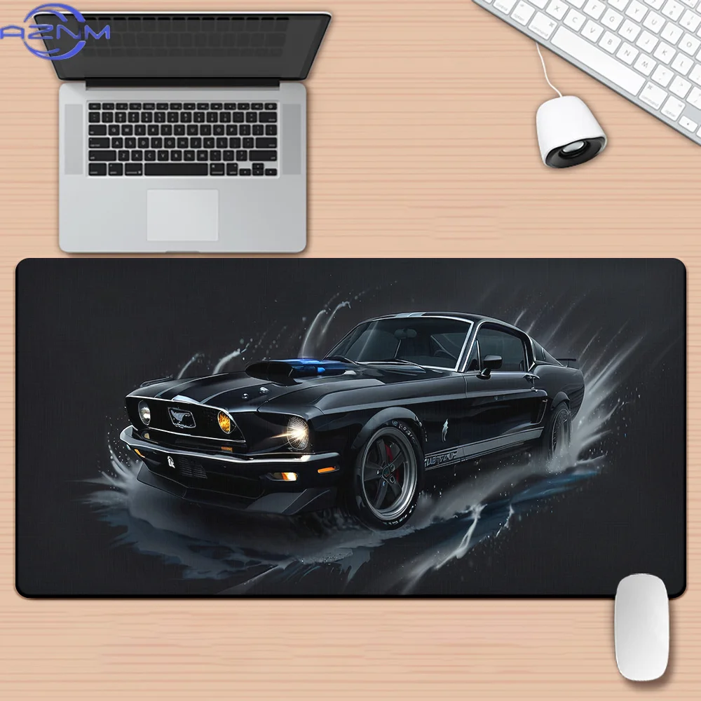 1pc Black Classic Car Pattern HD Printed Pad for Desk, Multi Functional XXL Mousepad, Keyboard Gaming Mouse Mats, Office Compute