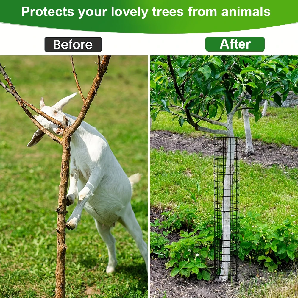 

6 Pcs Tree Trunk Protector with Zip Ties & Garden Stakes Metal Plant Guard Protectors Tree Wrap Cage To Protect Bark Tree Tubes