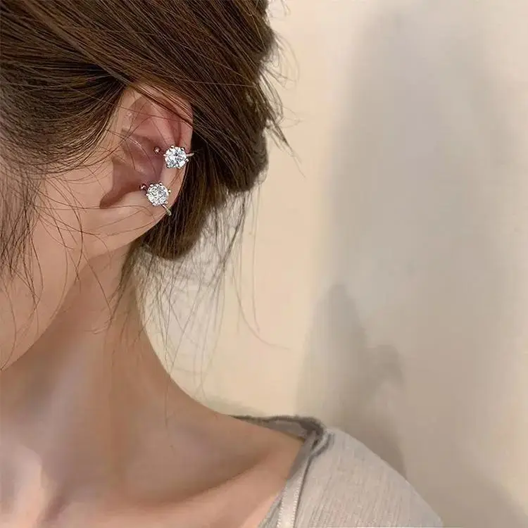 Elegant Shiny Zircon Clip Earrings Adjustable Non Piercing Ear Clips for Women Daily Wear Party Banquet Jewelry Gift New Fashion