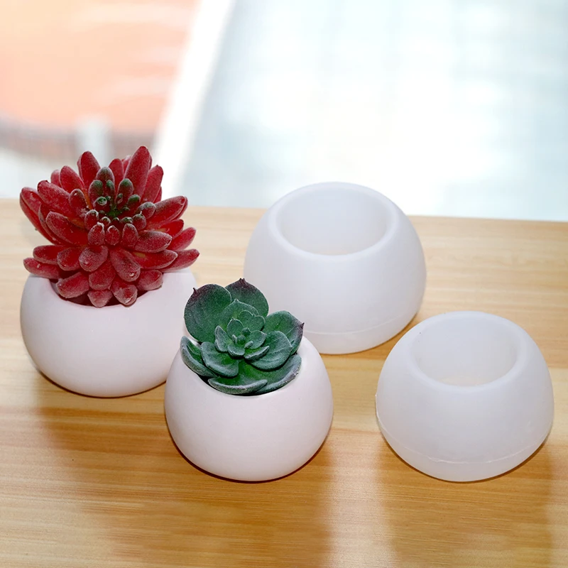 Round Flower Pot Silicone Mold DIY Handmade Gift Box Plaster Epoxy Resin Concrete Candle Jar Casting Molds Home Crafts Decor