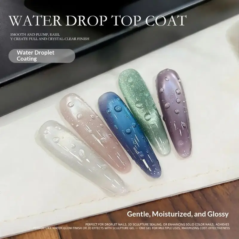 New 8ml No-Wipe Water Drop Nail Gel 3D Sculpting Nail Art Gel For Manicure High Transparent Plating Seal Coat Nail Polish