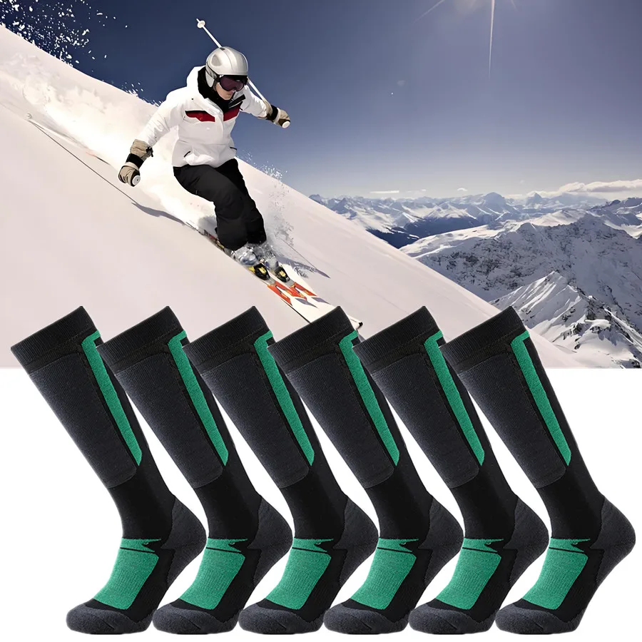 

Unisex Compression Ski Socks Non Slip Grip Thermal Insulated Breathable Shockproof with Towel Bottom for Winter Sports
