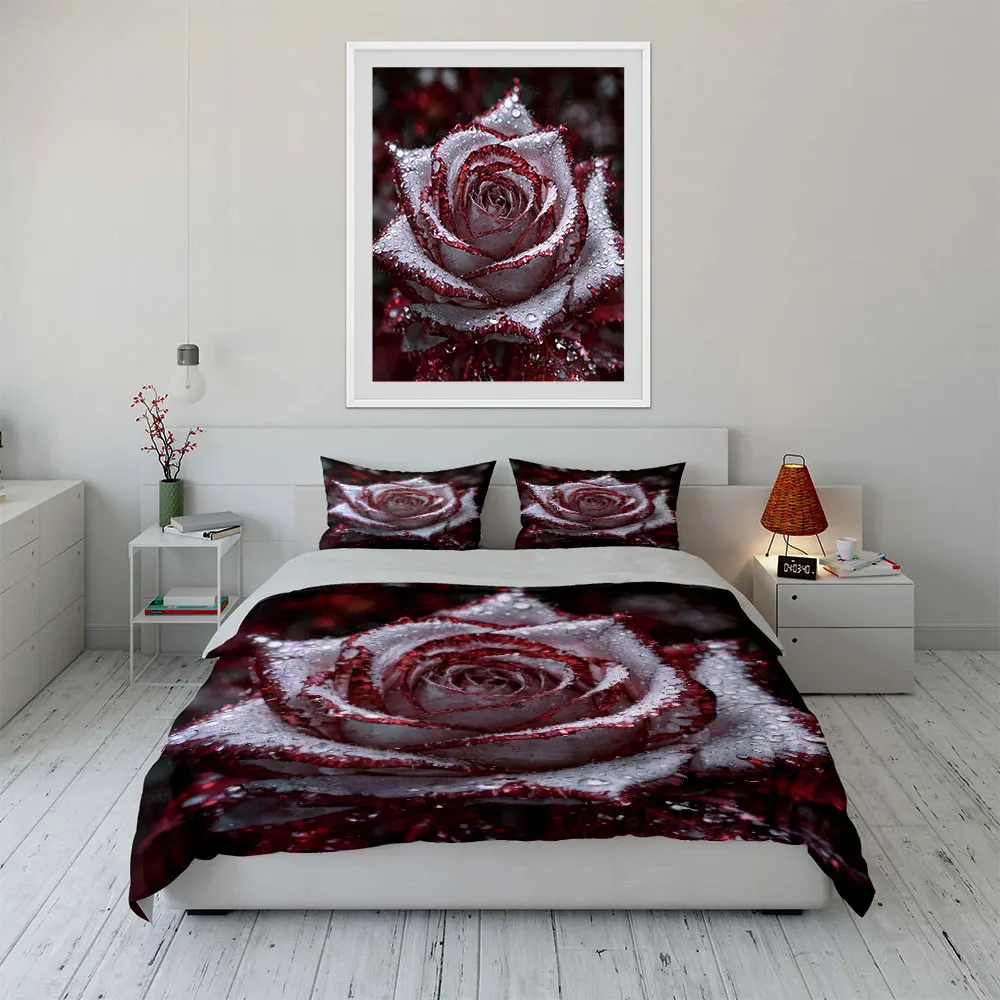 

"Rose Themed Decorative Set" Bedding Set with 1 Duvet Cover 2 Pillowcases Single Double King Queen, Gift