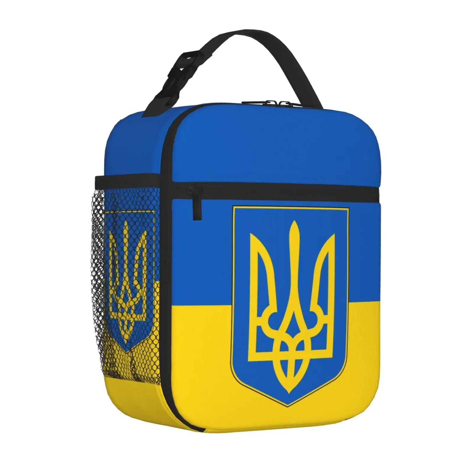 

Flag Of Ukraine And Coat Of Arms Of Ukraine Thermal Insulated Lunch Bag Ukrainian Patriotic Lunch Container for Outdoor Food Box
