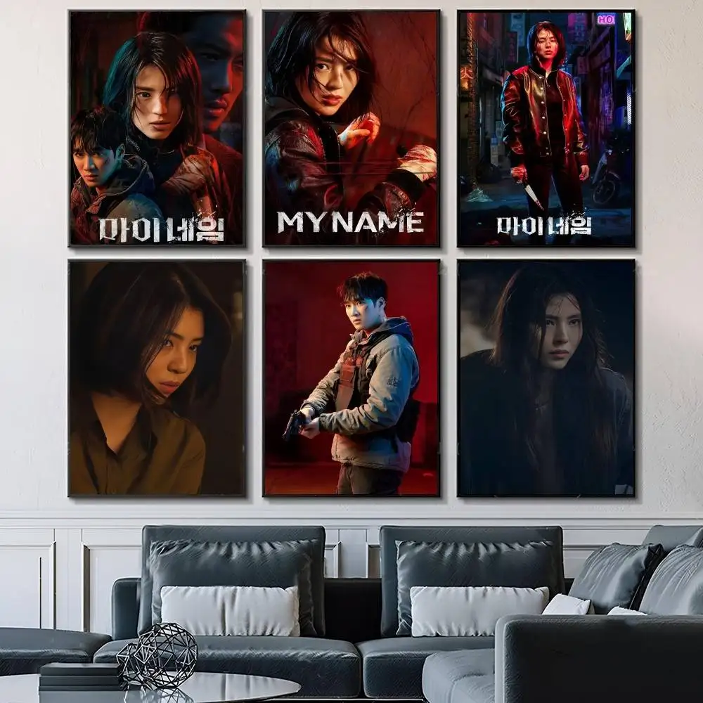 Korean TV My Name Posters Fancy Wall Sticker for Living Room Bar Decoration Wall Decor